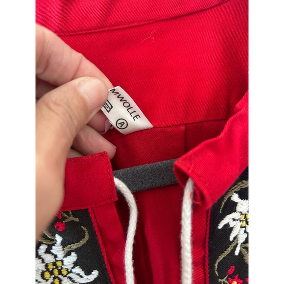 Vintage‎ Folk Embroidered Red Alpine Peasant Cottagecore Top SZ 40 (see msrmt)) - Picture 7 of 10